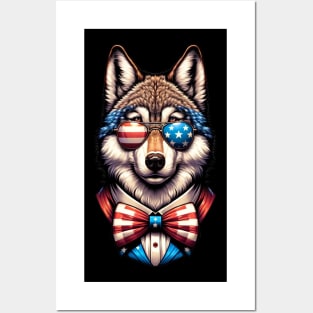 Wolf Patriotic Sunglasses American Flag 4th of July Posters and Art